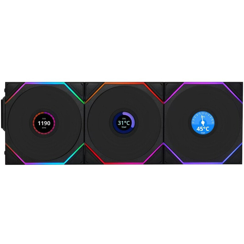 Вентилятор Lian Li UNI FAN TL Wireless LCD 120 3-Pack A-RGB Black (G99.12TLLCD1W3B.00)