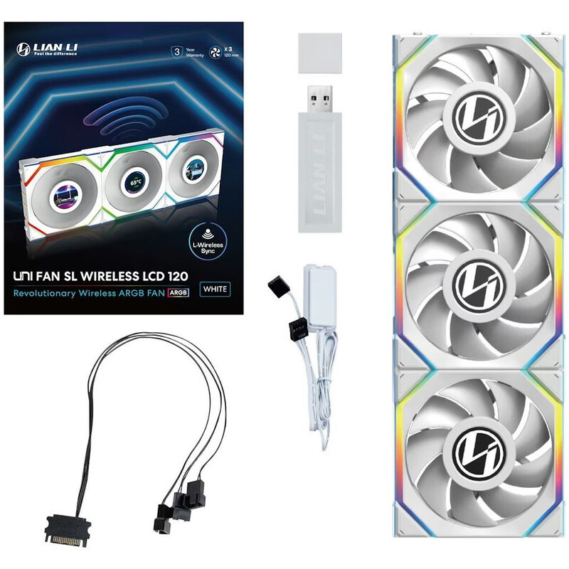 Вентилятор Lian Li Uni Fan SL Wireless LCD 120-3 A-RGB White (G99.12SLLCD1W3W.00)