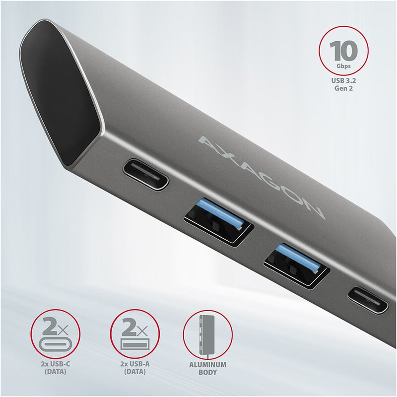 USB-хаб Axagon Speedster 4 USB-C 10 Gbps Grey (HMC-4G2)