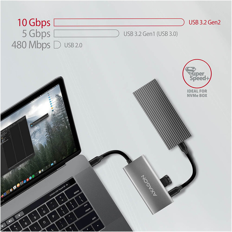 USB-хаб Axagon Speedster 4 USB-C 10 Gbps Grey (HMC-4G2)
