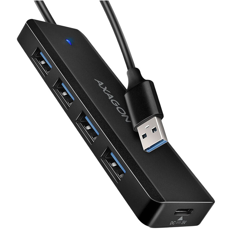 USB-хаб Axagon Travel hub 4-в-1 Black (HUE-C1A)