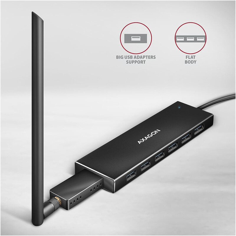USB-хаб Axagon Flat hub SuperSpeed USB Black (HUE-F7A)