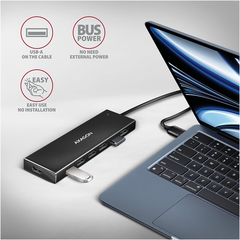 USB-хаб Axagon Flat hub SuperSpeed USB Black (HUE-F7A)
