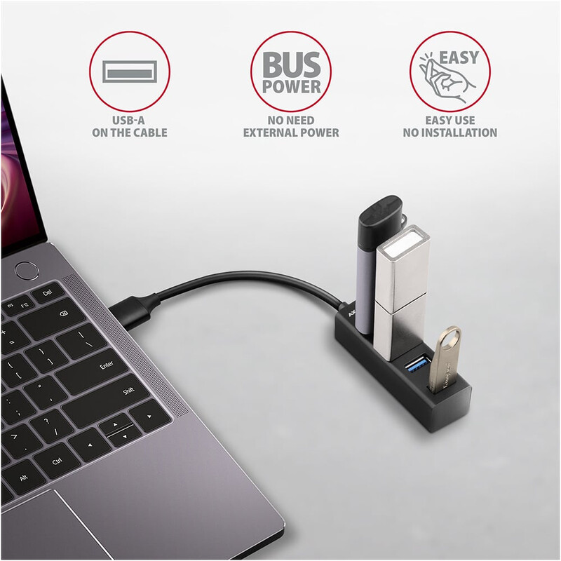 USB-хаб Axagon Mini hub SuperSpeed USB 1.2 м Black (HUE-M1AL)