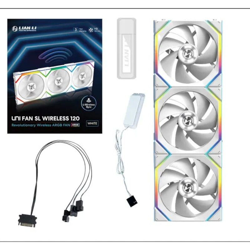 Вентилятор Lian Li Uni Fan SL Wireless 120 Reverse Blade 3-Pack A-RGB White (G99.12RSL1W3W.00)