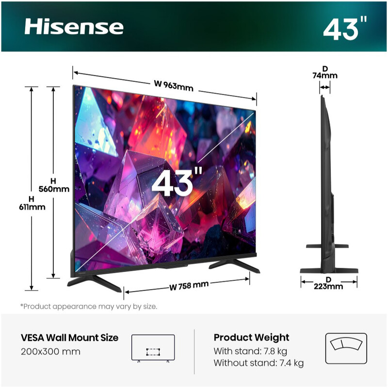 Телевизор Hisense 43E7S Pro