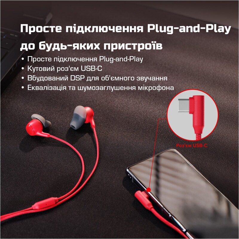 Гарнiтура HyperX Cloud Earbuds III S Red (BN7S2AA)