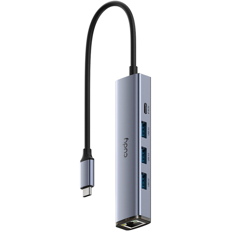 USB-хаб Cudy 5-in-1 USB 3.0 Type-C - 3xUSB, USB-C, RJ-45 (UH605)