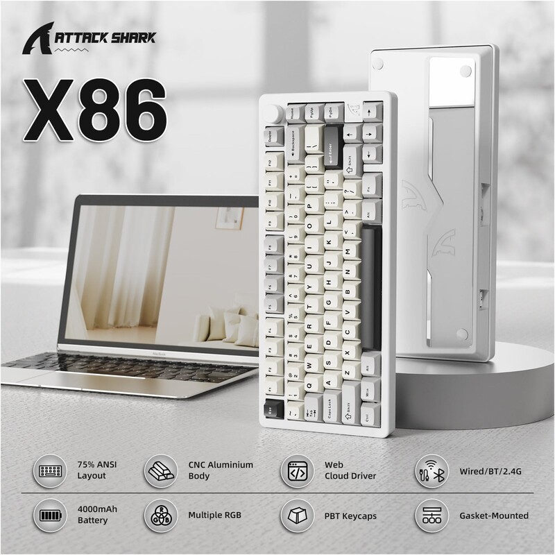 Клавіатура Attack Shark X86 Starlight White (X86SW_AS)
