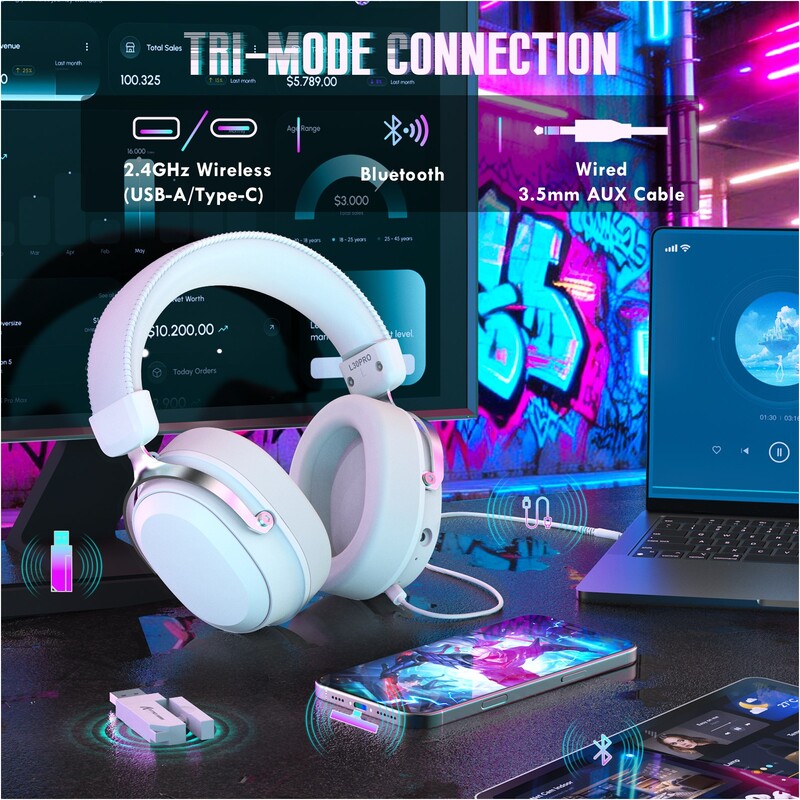 Bluetooth-гарнитура Attack Shark L30 Pro Wireless White (L30PROW_AS)