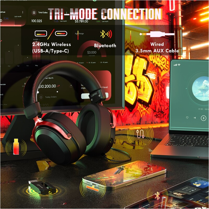 Bluetooth-гарнитура Attack Shark L30 Pro Wireless Black/Red (L30PROBR_AS)