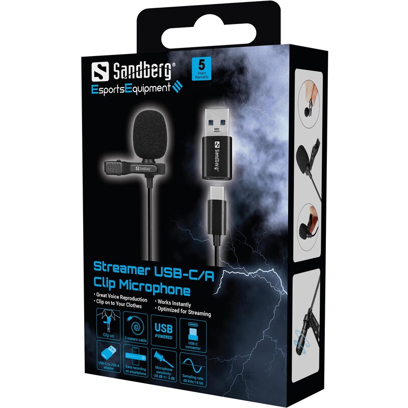 Микрофон Sandberg Streamer USB Clip (126-40)