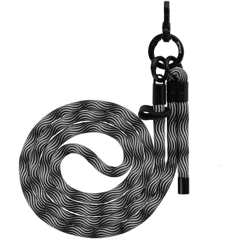 Ремінець для смартфона Proove Twist Spiral Cross-Body Strap Black/Silver (PSBSUNOC1515)