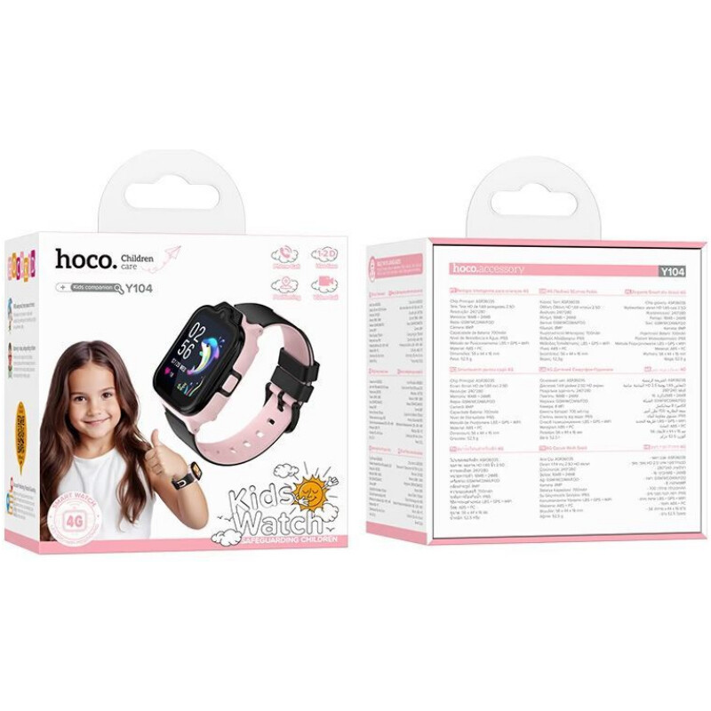 Детские смарт-часы Hoco Y104 Pink (6942007646376)