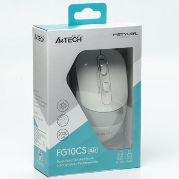 Мышь беспроводная A4Tech Fstyler FG10CS Air2 Grayish White