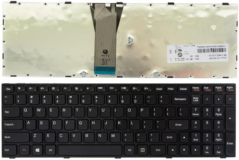 Клавіатура PowerPlant для ноутбука IBM/Lenovo B50-30, IdeaPad Z50-70 чорна, чорний фрейм (KB310234)