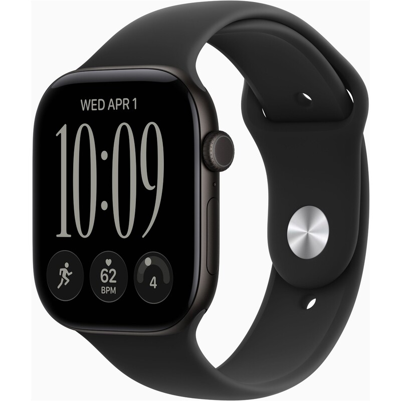 Смарт-годинник Apple Watch Series 12 GPS 46mm Black Aluminium Case with Black Sport Band - S/M (MJEK4RK/A)
