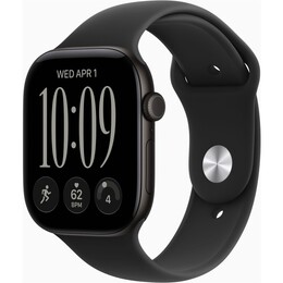Смарт-часы Apple Watch Series 12 GPS 46mm Black Aluminium Case with Black Sport Band - M/L (MJEL4RK/A)