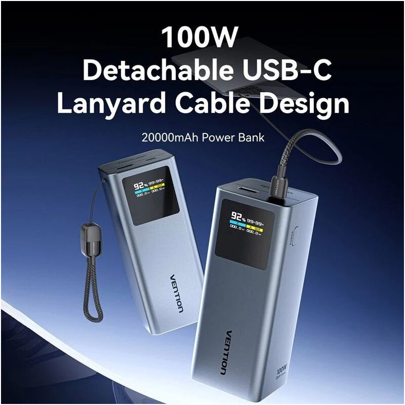 Універсальна мобільна батарея Vention 20000mAh 100W Black (FKCH0)