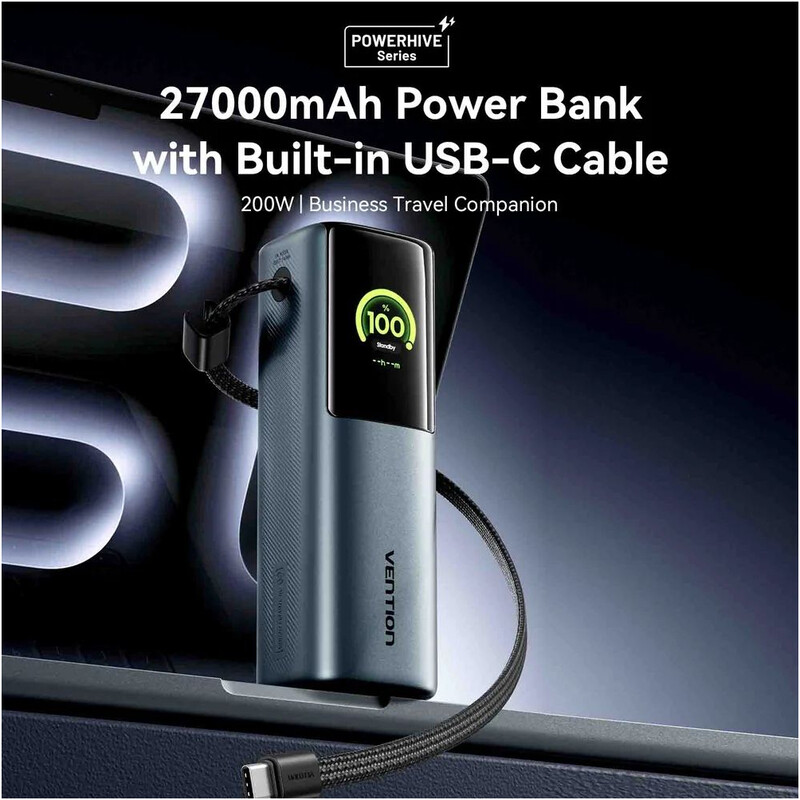 Універсальна мобільна батарея Vention 27000mAh 200W Gray (FKGH0)