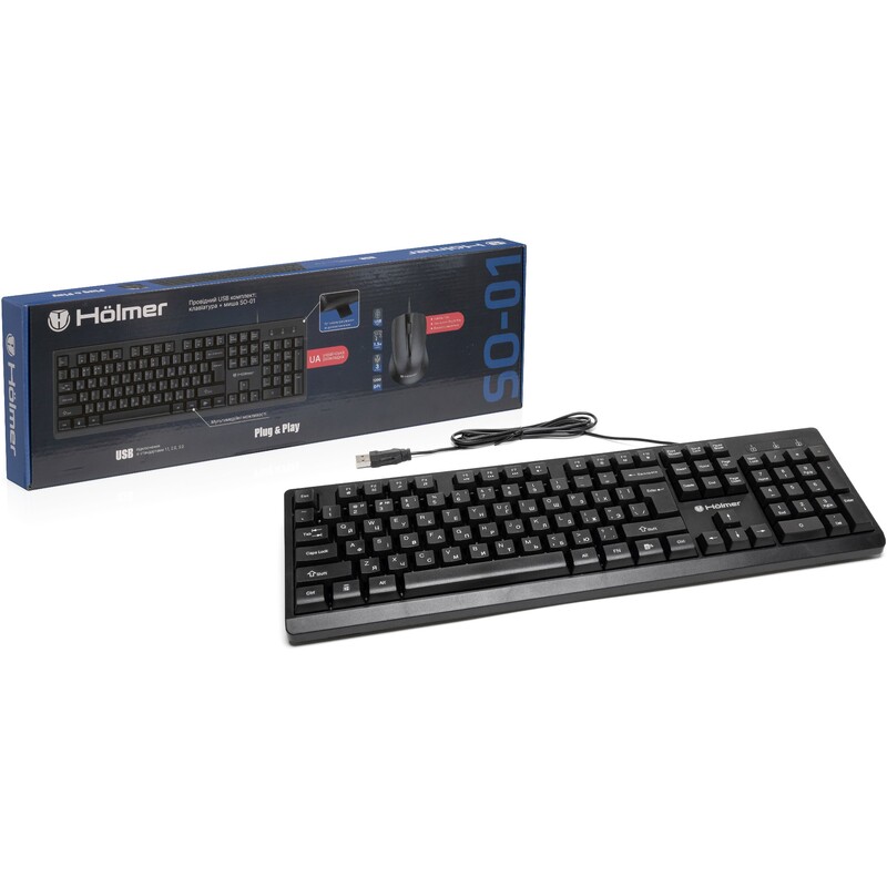 Комплект (клавиатура, мышь) Holmer SO-01 USB UA Black