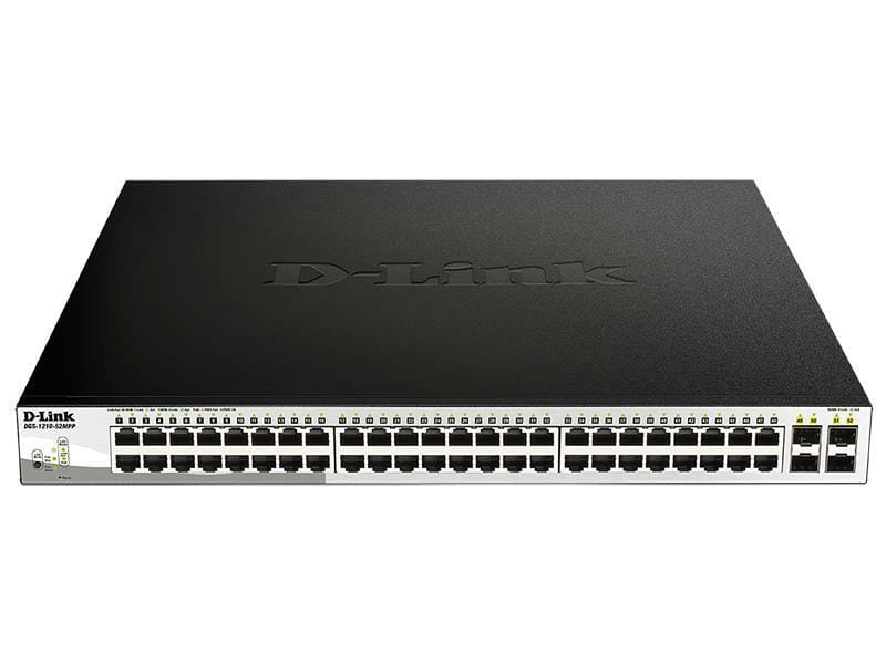 Коммутатор D-Link DGS-1210-52MPP 48x1GE PoE, 4x1G SFP, 802.3af/802.3at(740Вт), WebSmart