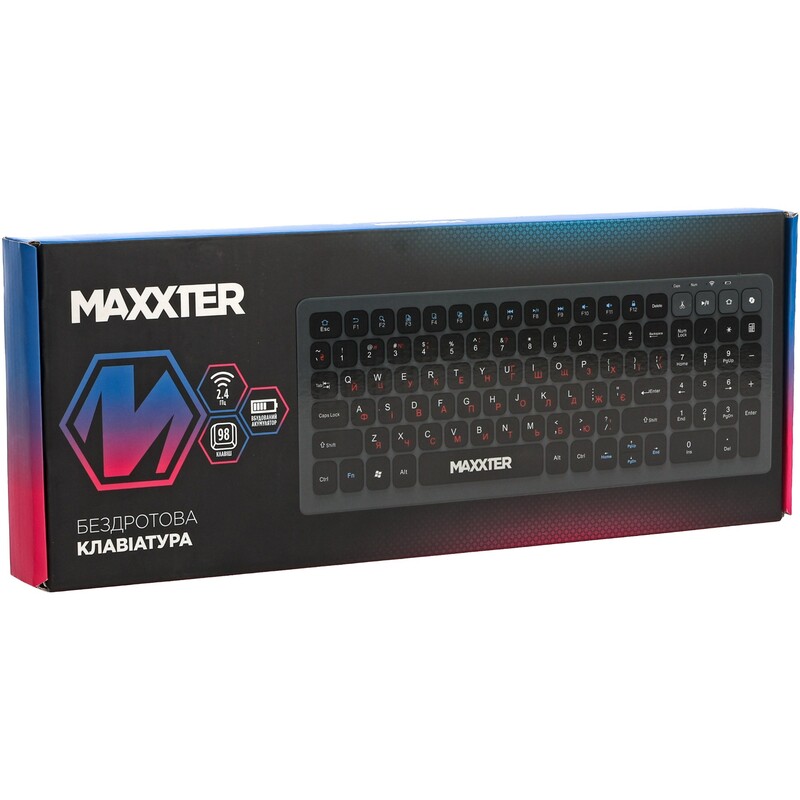 Клавiатура бездротова Maxxter KBW-C02B-UA Black