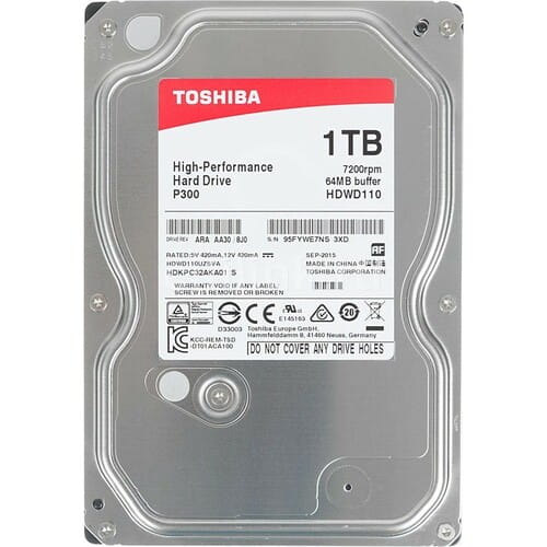 Фото - Накопичувач HDD SATA 1.0TB Toshiba P300 7200rpm 64MB (HDWD110UZSVA) | click.ua