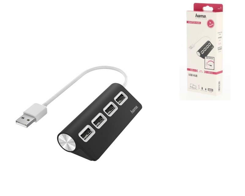 Концентратор USB 2.0 Hama Type-C 4хUSB2.0 Black (00200119)