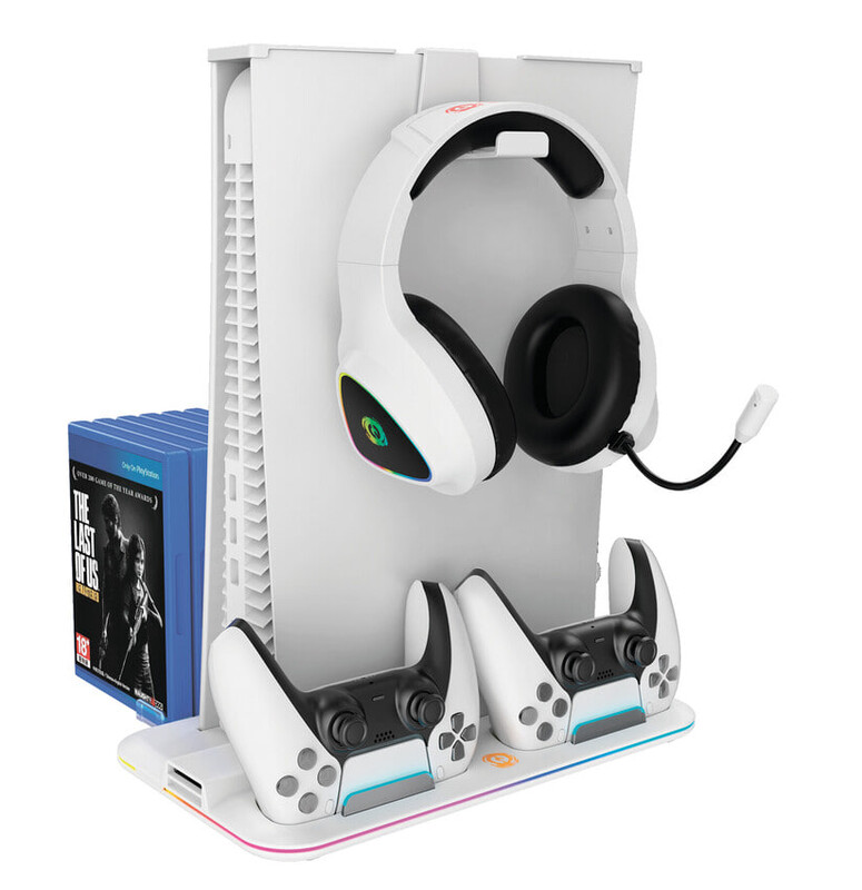 Мультифункціональна зарядна підставка Canyon CS-51 RGB Charge для PS5 Slim White (CND-CSPS5W-1)