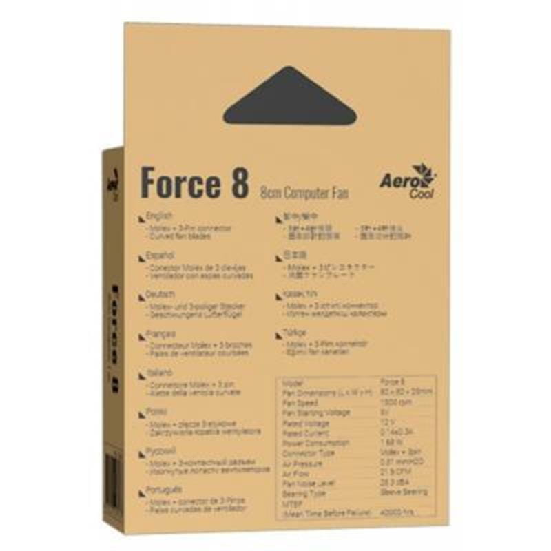 Вентилятор Aerocool Force 8 Black Molex, 80х80х25 мм