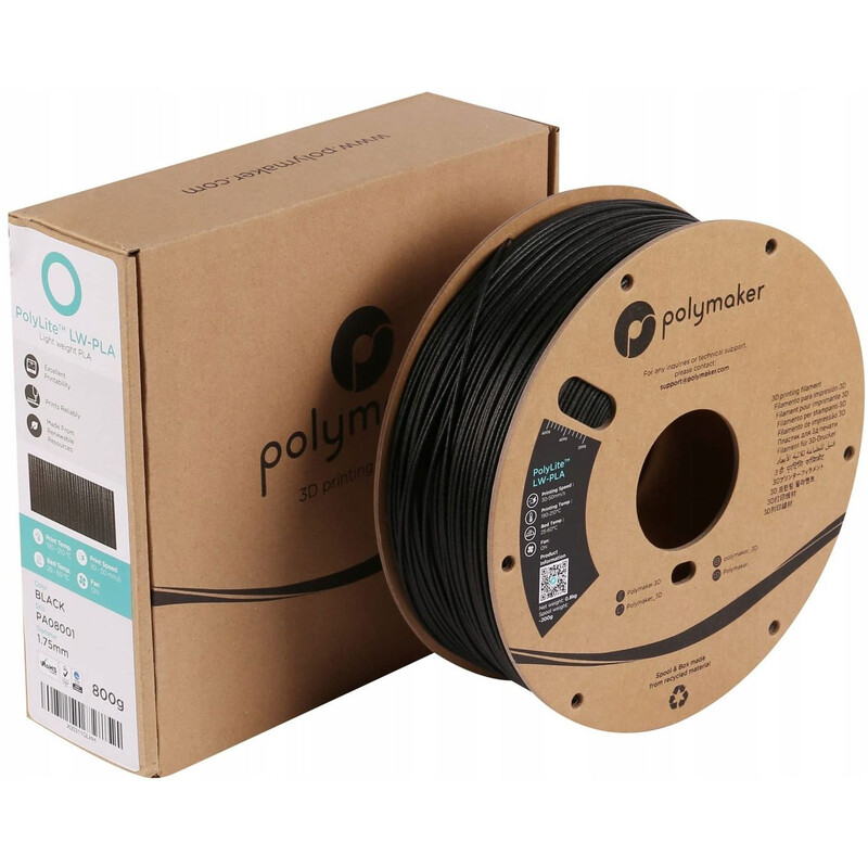 PLA-пластик Polymaker для 3D-принтера 1.75 мм 0,8 кг, Black (PA08001)