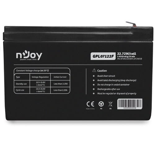 Фото - Батарея для ИБП nJoy Акумуляторна батарея  GPL07122F 12V 7AH  AGM (BTVACGUOBTC2FCN01B)