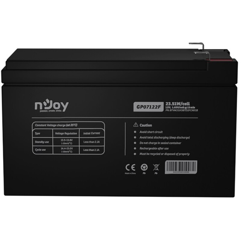 Акумуляторна батарея Njoy GP07122F 12V 7AH (BTVACGUOBTD2FCN01B) AGM