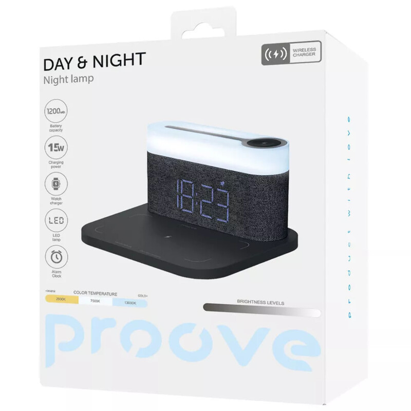 Ночник с беспроводной зарядкой Proove Day and Night Dark Grey (PLDN05002005)