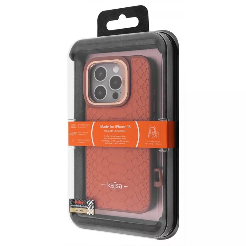 Чохол-накладка Kajsa Snake Pattern with Magnetic Ring для iPhone 16 Brown (2003000170917)