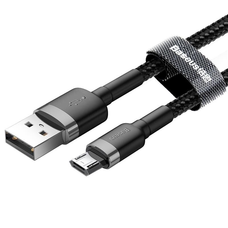 Кабель Baseus Cafule USB-microUSB, 2.4А, 1м Black/Grey (CAMKLF-BG1)