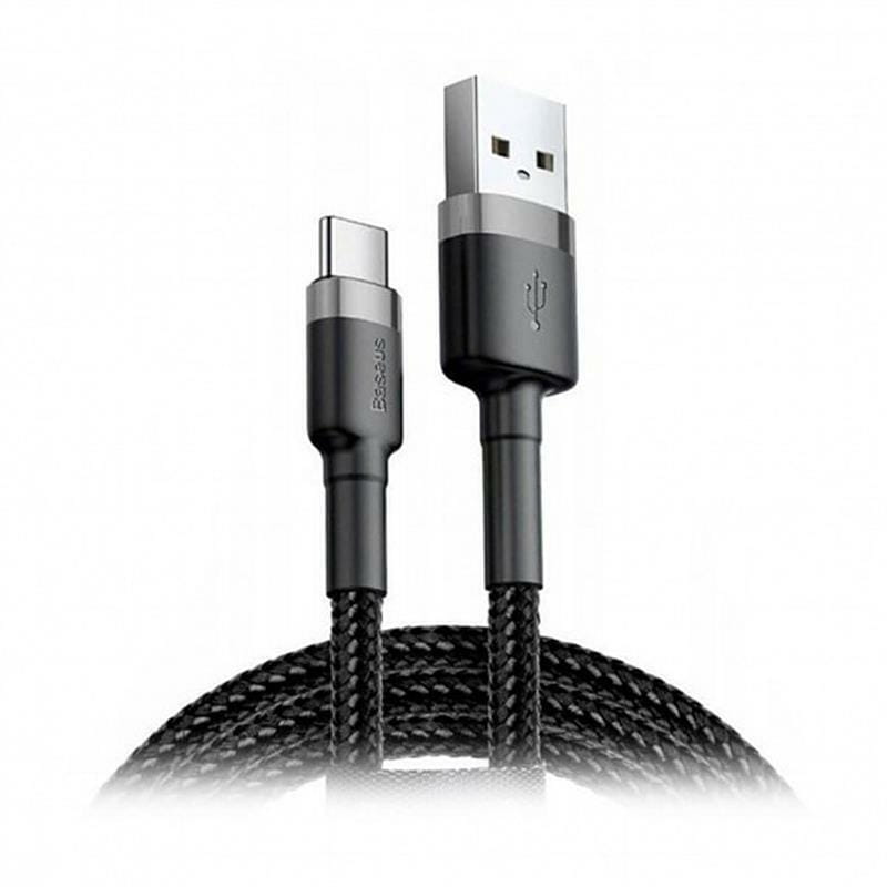 Кабель Baseus Cafule USB-USB-C, 1м Grey/Black (CATKLF-BG1)