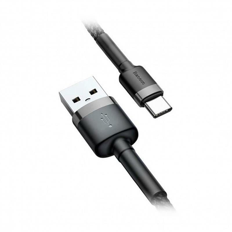 Кабель Baseus Cafule USB-USB-C, 1м Grey/Black (CATKLF-BG1)