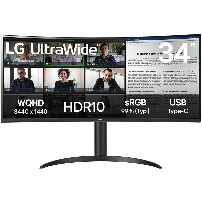 Монитор 34" LG 34WR55QK-B (34WR55QK-B.ADRZ) VA Black Curved 100Hz