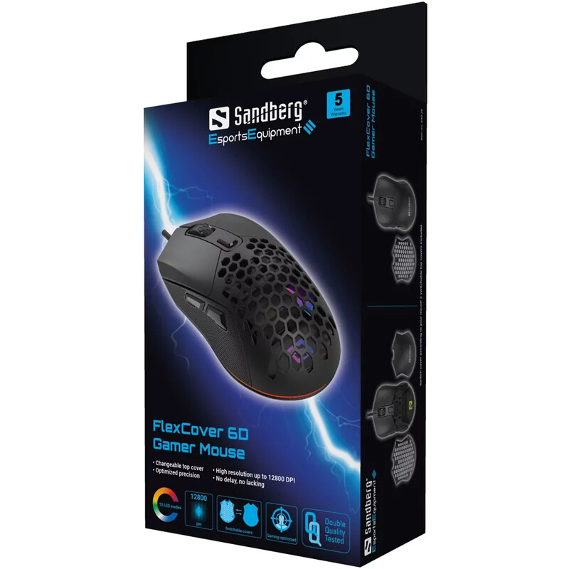 Мышь Sandberg FlexCover 6D Gamer Mouse RGB Black (640-28)