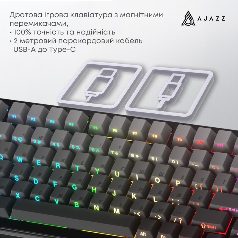 Клавіатура Ajazz AK820 Max Magnetic Switch RGB Gradient Black (AK820MAX-M-S-GG)