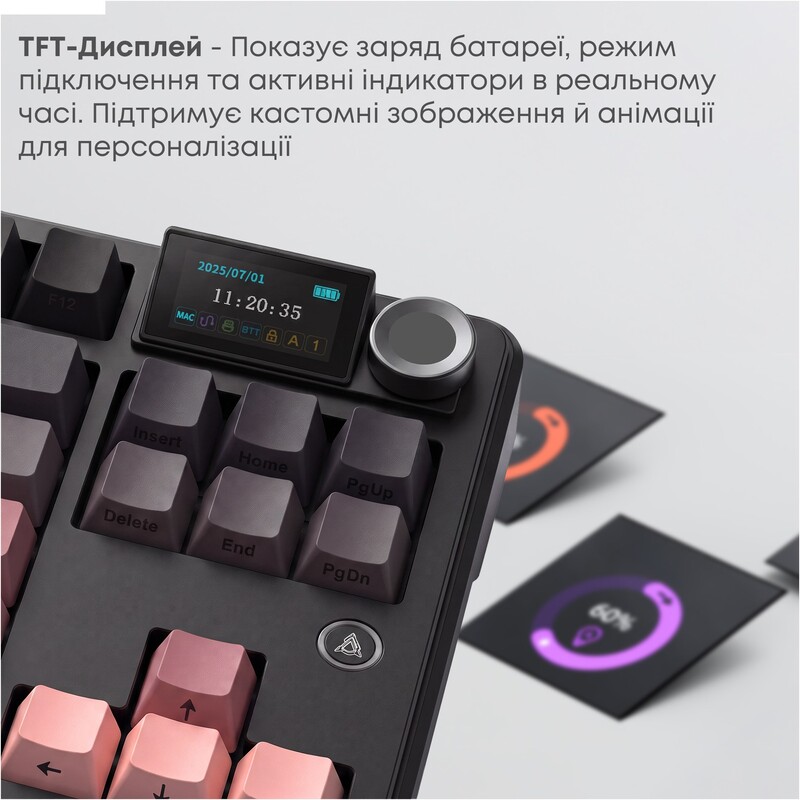 Клавіатура бездротова Ajazz MK87 Pitaya Switch Black/Pink (MK87-P-S-P)