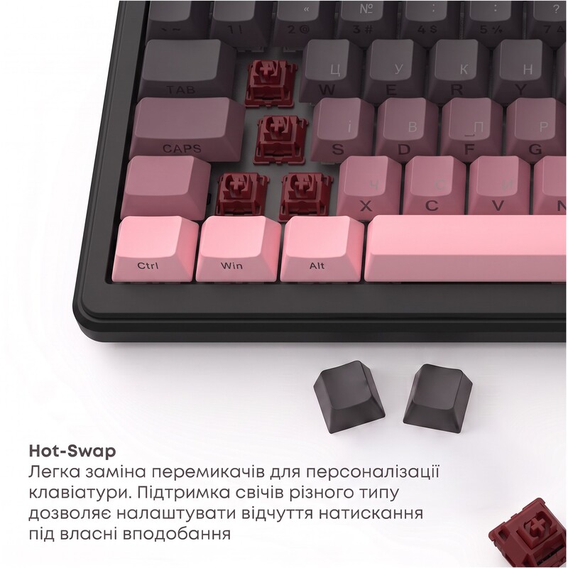 Клавіатура бездротова Ajazz MK87 Pitaya Switch Black/Pink (MK87-P-S-P)