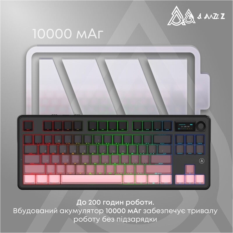 Клавіатура бездротова Ajazz MK87 Pitaya Switch Black/Pink (MK87-P-S-P)