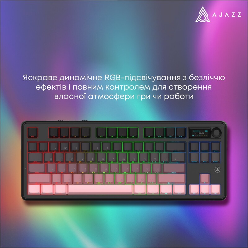 Клавіатура бездротова Ajazz MK87 Pitaya Switch Black/Pink (MK87-P-S-P)