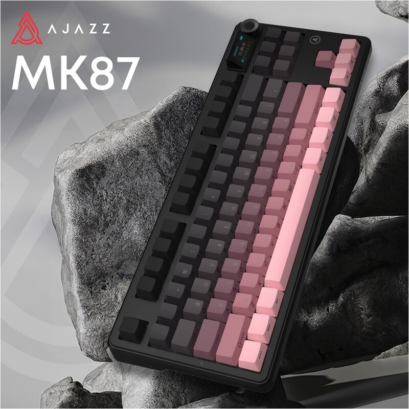 Клавіатура бездротова Ajazz MK87 Pitaya Switch Black/Pink (MK87-P-S-P)
