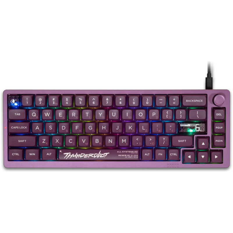 Клавiатура Thunderobot VIC68 Gateron Magnetic Jade Switch USB UA Purple (6932066317201)