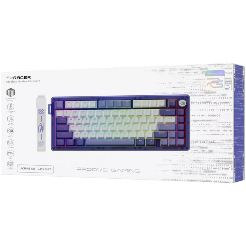 Клавіатура бездротова Proove Gaming T-Racer (Ukraine Layout) Purple/White (WKTR00022417)