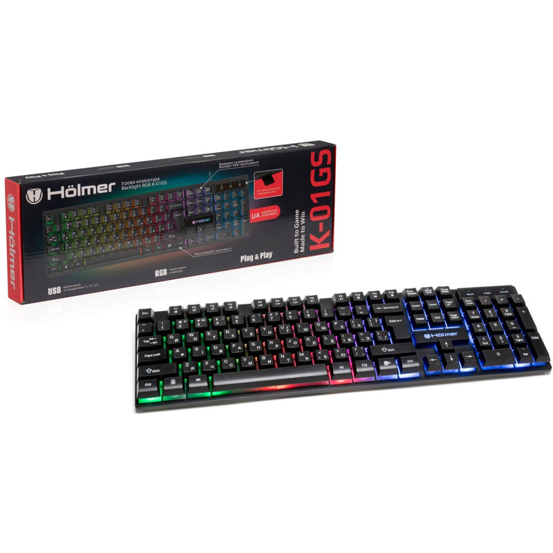 Клавіатура Holmer RGB Backlight USB UA Black (K-01GS)